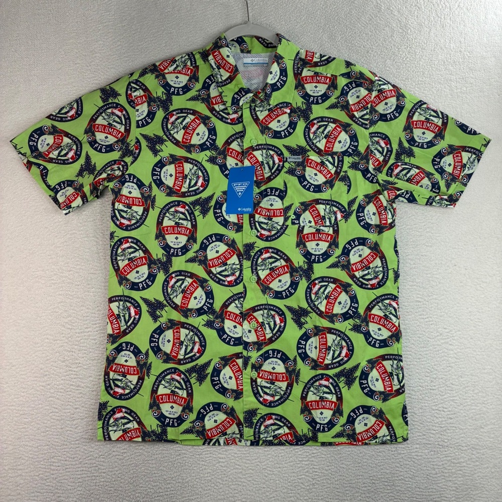Columbia Trollers Best Shirt Men S Green PFG Performance Christmas Fishing NWT
